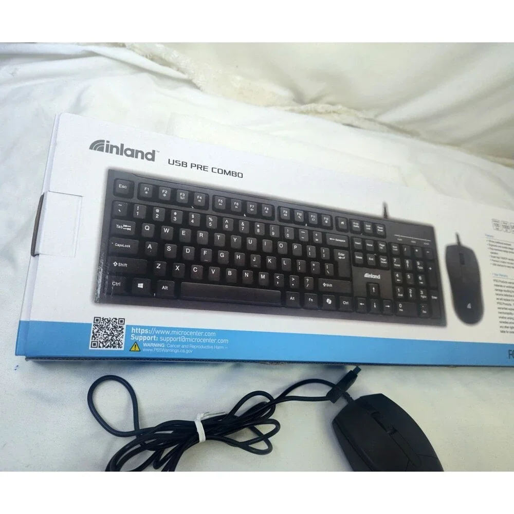 NEW Inland iC210 USB Black Keyboard And Mouse 1000 CPI Combo 105 Keys NIB In Box